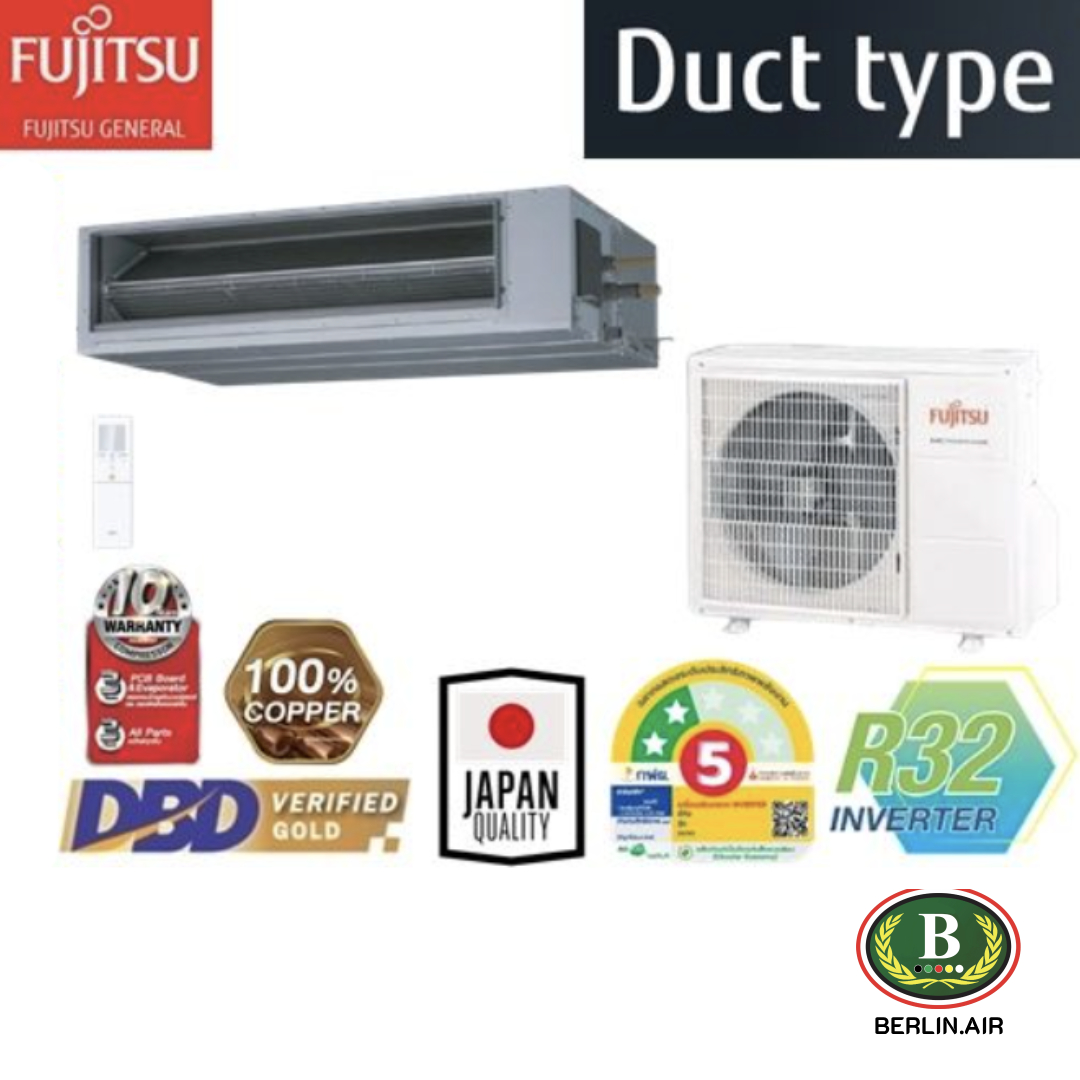แอร์ Fujitsu เปลือยอินเวอร์เตอร์ (INVERTER Concealed Duct Type) เบอร์ 5 น้ำยา R32 ขนาด 22,000BTU-48,000BTU