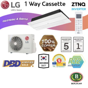 แอร์ LG 1 ทิศทางอินเวอร์เตอร์ (INVERTER 1Way Cassette Type) เบอร์ 5 น้ำยา R32 รุ่น ZTNQ-GU,GT ขนาด 12,000BTU-24,000BTU