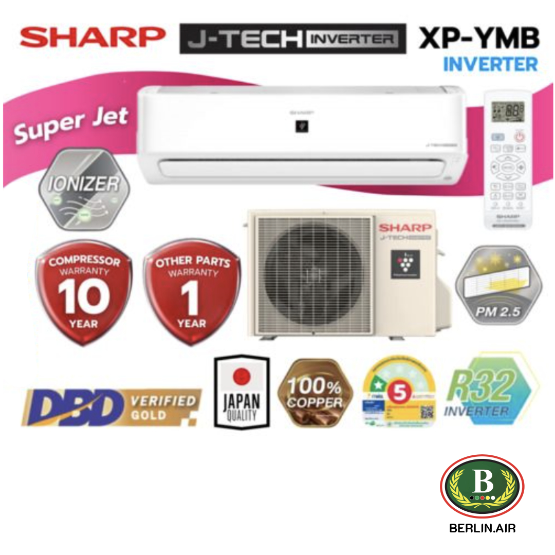 แอร์ Sharp ติดผนังอินเวอร์เตอร์ (INVERTER Wall Type) PM-2.5 เบอร์ 5 น้ำยา R32 รุ่น AH/XP-YMB ขนาด 9,000BTU-21,300BTU