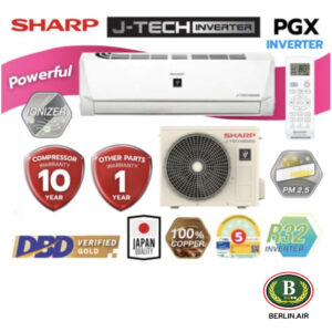แอร์ Sharp ติดผนังอินเวอร์เตอร์ (INVERTER Wall Type) PM-2.5 เบอร์ 5 น้ำยา R32 รุ่น AH/AU-PGX ขนาด 9,000BTU