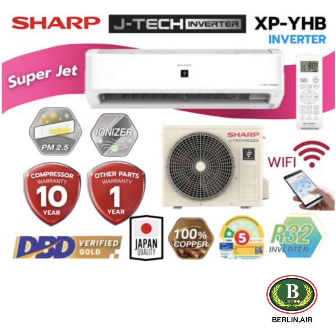 แอร์ Sharp ติดผนังอินเวอร์เตอร์ (WIFI INVERTER Wall Type) PM-2.5 เบอร์ 5 น้ำยา R32 รุ่น AH/XP-YHB ขนาด 9,000BTU-21,300BTU
