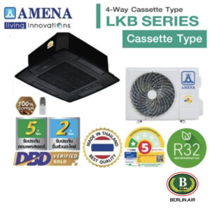 แอร์ Amena สี่ทิศทาง สีดำ (BLACK 4 Way Cassette Type) เบอร์ 5 น้ำยา R32 รุ่น LKB ขนาด 13,000BTU-56,000BTU